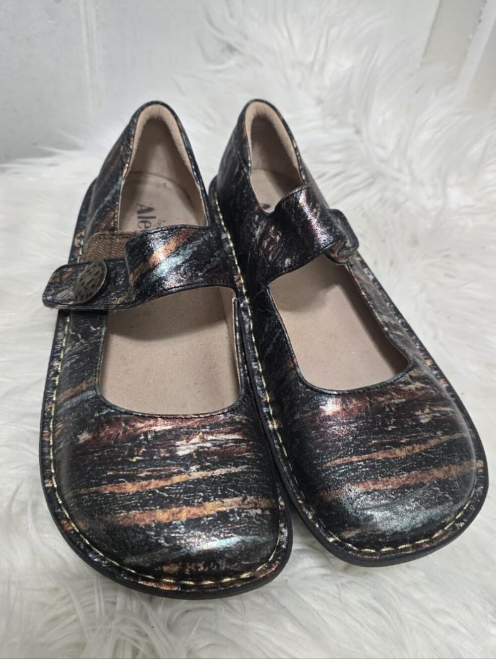 Alegria Paloma Mary Jane Shoe Metallic/abstract Pattern Women's Sz EU 40 US 9.5